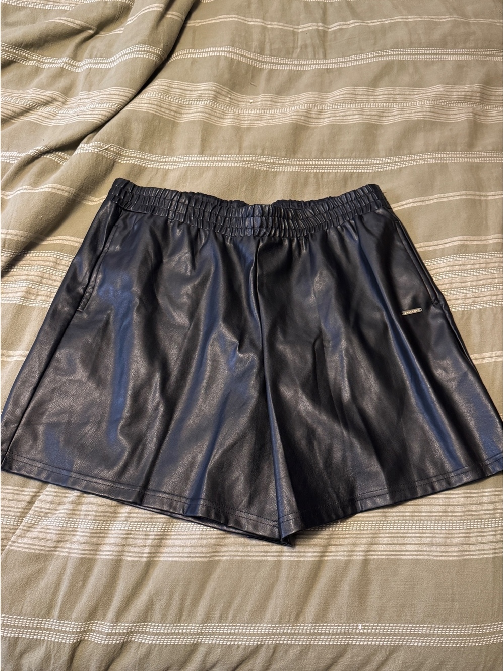 Fabletics Black Faux Leather Shorts XXL